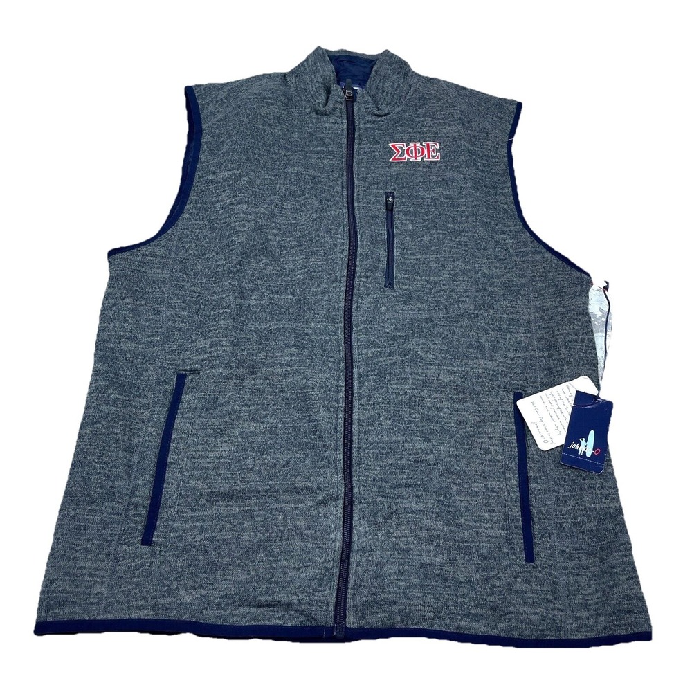 Johnnie O Vest Men Large Gray Sweater Jacket Heather Pavement West Coast Prep